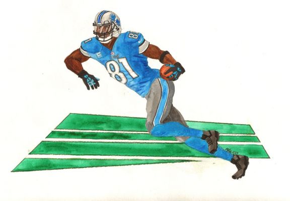 Calvin Johnson Detroit Lions watercolor