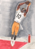 Santonio Holmes, Pittsburgh Steelers, Super Bowl XLIII MVP watercolor